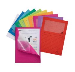 Subcarpetas recicladas con ventanilla ZERO plastic A4 130 g Exacompta Paquete de 50 Surtidos Vivos