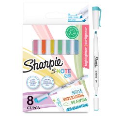 Subrayador fluorescente Sharpie S-Note pastel doble punta - Blister de 8