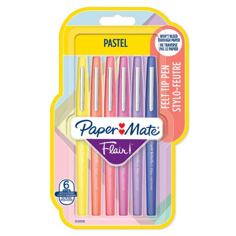 Bolígrafo de punta fina Paper Mate Flair pastel - Escritura media - Paquete de 6