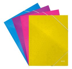 Chemise à élastique 3 rabats carte Wow Leitz 24 x 31 cm dos 2,4 cm couleurs assorties