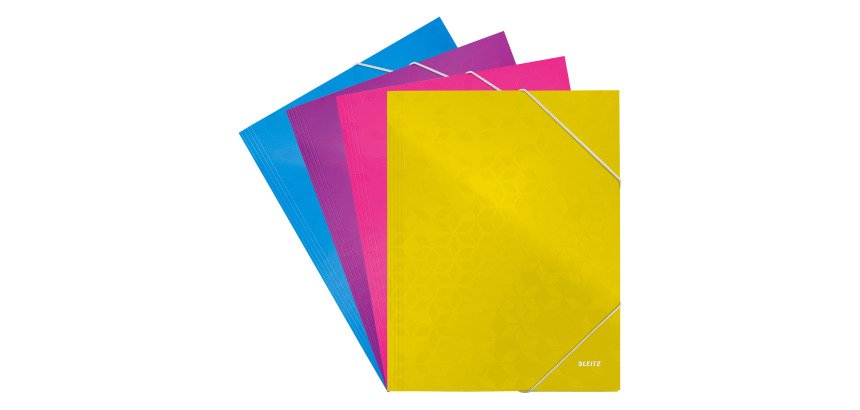 Chemise à élastique 3 rabats carte Wow Leitz 24 x 31 cm dos 2,4 cm couleurs assorties