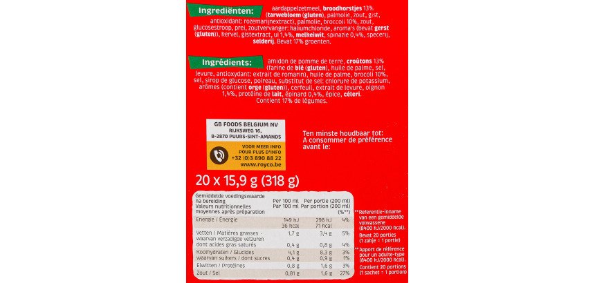Soupe légumes Royco - Boîte de 20 sachets