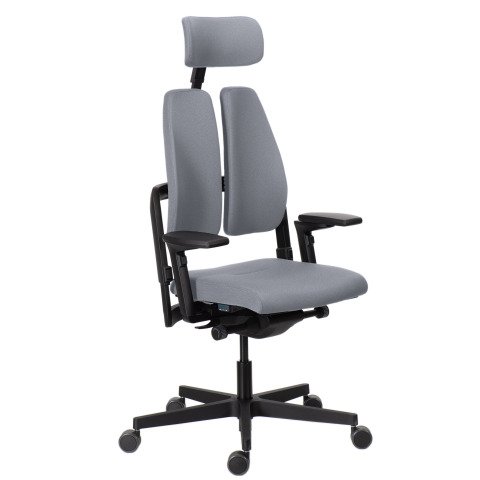 Silla de oficina ergónomica Xavier gris con reposabrazos y reposacabezas