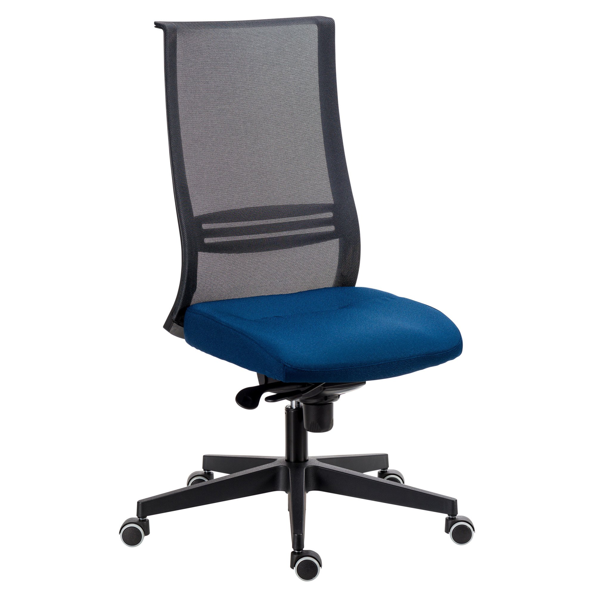 Chaise de bureau August tissu et maille - mécanisme Synchrone + réglage profondeur d’assise -  support lombaire - pieds noir