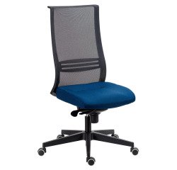 Office chair August blue high-back - seat depth adjustment without armrests lumbar support - Synchronous mechanism + seat depth adjustment
