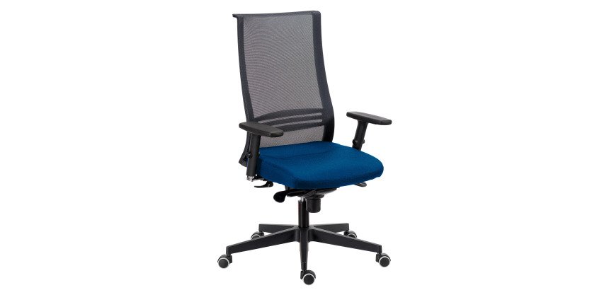 Chaise de bureau August tissu et maille - mécanisme Synchrone + réglage profondeur d’assise -  support lombaire - pieds noir