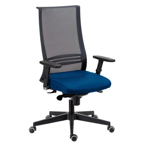 Silla de oficina August azul con reposabrazos 3D
