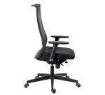 Chaise de bureau August tissu et maille - mécanisme Synchrone + réglage profondeur d’assise -  support lombaire - pieds noir