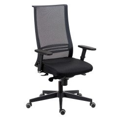 Bureaustoel August stof en netstructuur - synchroon mechanisme + instelling zitdiepte - zwart onderstel