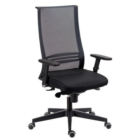 Silla de oficina August negra con reposabrazos 3D
