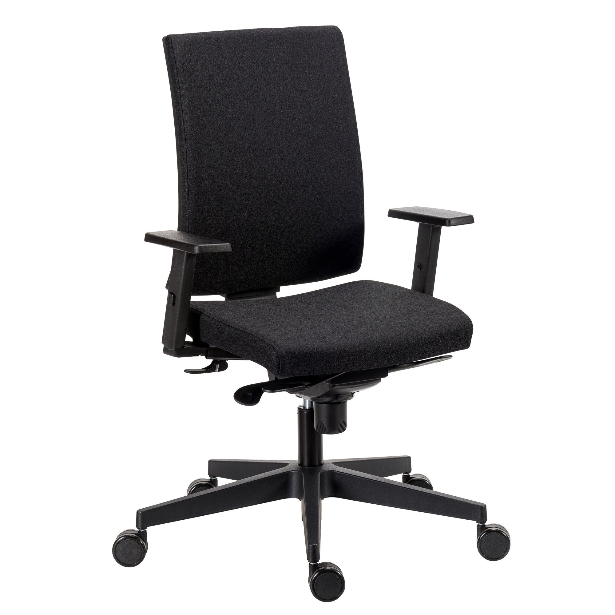Chaise de bureau Difesa tissu - dossier haut - mécanisme synchrone  + réglage profondeur d'assise - pieds noir