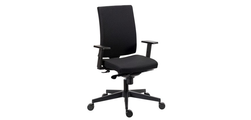 Chaise de bureau Difesa tissu - dossier haut - mécanisme synchrone  + réglage profondeur d'assise - pieds noir