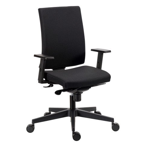 Chaise de bureau Navigo dossier tissu noir - Accoudoirs 3D