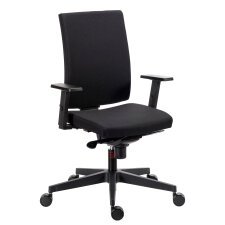 Chaise de bureau Difesa tissu - dossier haut - mécanisme synchrone - pieds noir