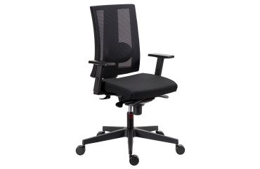 Stoel Difesa stof en netstructuur - hoge rugleuning - synchrone mechaniek - zwarte poten