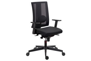 Chaise de bureau Difesa tissu et maille - dossier haut - mécanisme synchrone - pieds noir