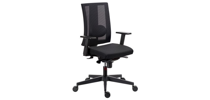Chaise de bureau Navigo dossier maille noir - Accoudoirs 3D