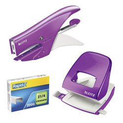 Speciale promozione composta da una cuctirice 5547 ed un perforatore 5008 Leitz Wow colore viola con inclusi 2.000 punti im omaggio