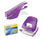 Speciale promozione composta da una cuctirice 5547 ed un perforatore 5008 Leitz Wow colore viola con inclusi 2.000 punti im omaggio