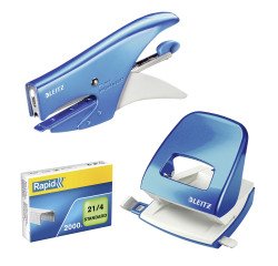 Speciale promozione composta da una cuctirice 5547 ed un perforatore 5008 Leitz Wow colore turchese con inclusi 2.000 punti im omaggio