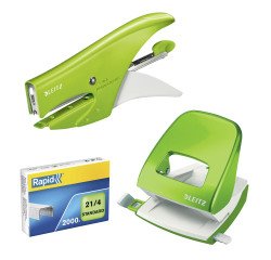 Speciale promozione composta da una cuctirice 5547 ed un perforatore 5008 Leitz Wow colore verde con inclusi 2.000 punti im omaggio