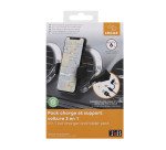 Pack voiture 3 en 1 T'nB chargeur allume-cigare + support grille d'aération + câble USB-C & micro-USB