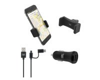 Pack cargador encendedor + soporte rejilla + cable 3 en 1 TnB