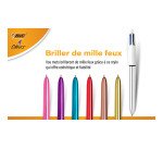 Stylo bille Bic 4 couleurs Shine rétractable pointe 1 mm - écriture moyenne