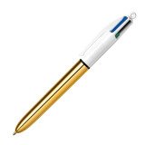 Stylo bille 4 Bic couleurs Shine Or jaune rétractable pointe 1 mm - écriture moyenne