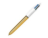 Stylo bille 4 Bic couleurs Shine Or jaune rétractable pointe 1 mm - écriture moyenne