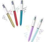 Stylo bille Bic 4 couleurs Shine rétractable pointe 1 mm - écriture moyenne