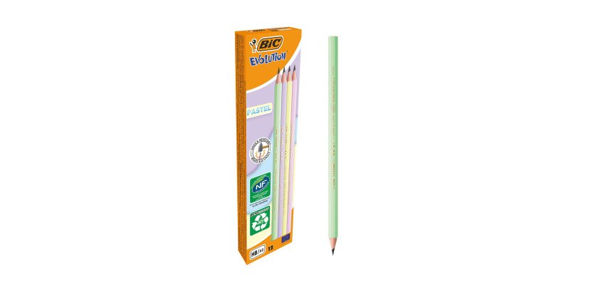 Crayon à papier Bic Evolution pastel HB - Boïte de 12