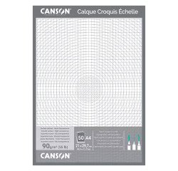 Bloc 50 feuilles Calque, Croquis, Échelle Canson A4 - 90/95 g/m²