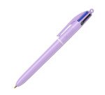 Stylos bille Bic 4 couleurs pastel monochrome rétractable pointe 1 mm - écriture moyenne - Boîte de 12