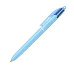 Stylos bille Bic 4 couleurs pastel monochrome rétractable pointe 1 mm - écriture moyenne - Boîte de 12