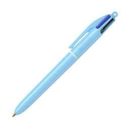 Stylos bille Bic 4 couleurs pastel monochrome rétractable pointe 1 mm - écriture moyenne - Boîte de 12