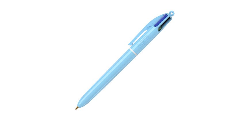 Stylo bille Bic 4 couleurs pastel monochrome rétractable pointe 1 mm - écriture moyenne - Boîte de 12 couleurs assorties