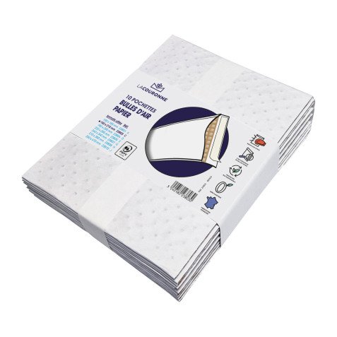 Pochette matelassée bulles de papier La Couronne kraft blanc