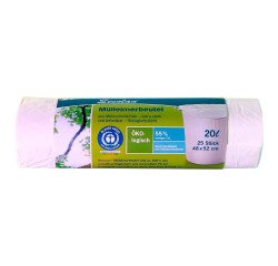 Sac poubelle, 20 litres, sans fermeture, blanc