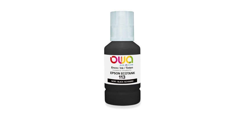 Bouteille d'encre Noir OWA Equivalent Epson 113