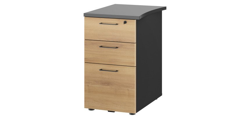 Caisson hauteur de bureau 3 tiroirs profondeur 61 cm - Jazz