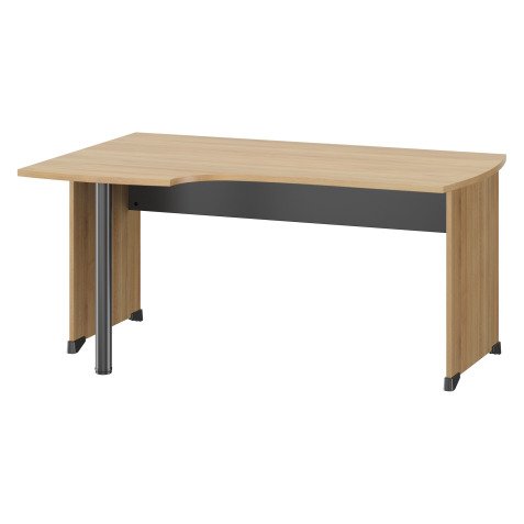Bureau compact retour à gauche L 160 cm piètement plein bois - Jazz