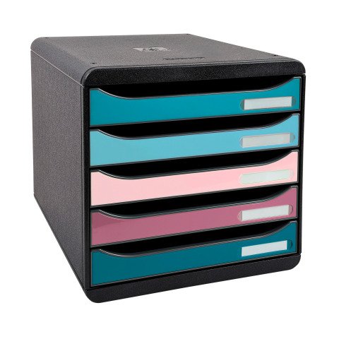 Módulo archivador con cajones de 5 colores Exacompta Big Box Plus surtido rosa