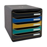 Module de classement Exacompta Big Box Plus 5 tiroirs bleu / or
