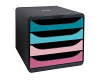 Classifying module Exacompta Big Box 4 drawers black box and pink assorted drawers