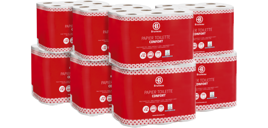 Toilet paper double layered Bruneau - box with 96 rolls of 200 sheets