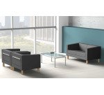 Fauteuil ODEL - Tissu chiné, pieds bois