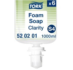 Savon mousse limpide Tork Clarity, pour distributeur S4  - Cartouche de 1 L