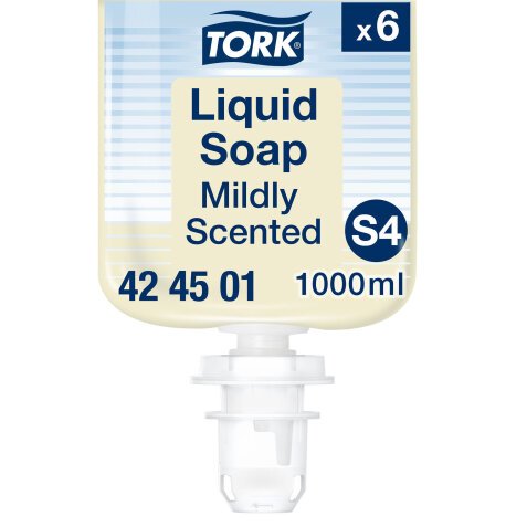 Savon liquide Tork Parfum frais, pour distributeur S4 - Cartouche de 1 L