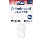 Savon liquide mains Tork Premium Antimicrobien, pour distributeur S4 - Cartouche de 1 L.
